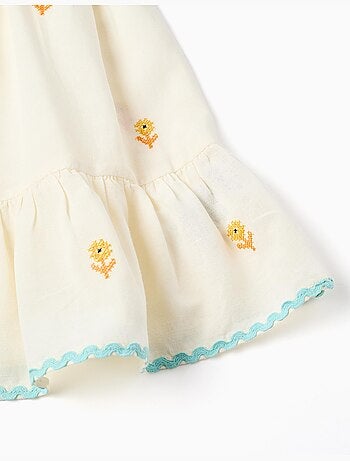 Abito in cotone e lino con fiori