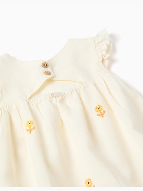 Abito in cotone e lino con fiori - Kiabi