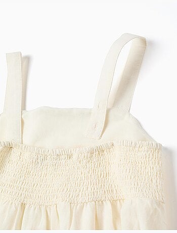 Abito in cotone e lino con fiori ricamati