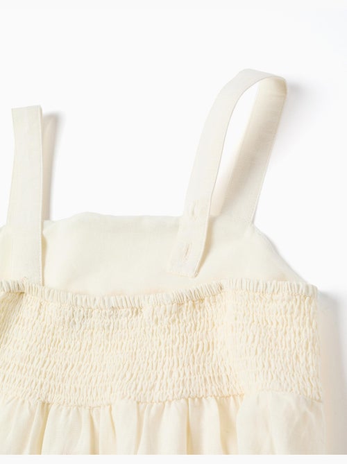 Abito in cotone e lino con fiori ricamati - Kiabi