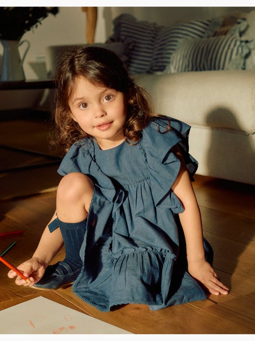 Abito in cotone e lino con maniche arricciate You&Me - Kiabi