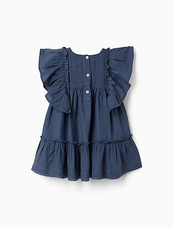 Abito in cotone e lino con maniche arricciate You&Me