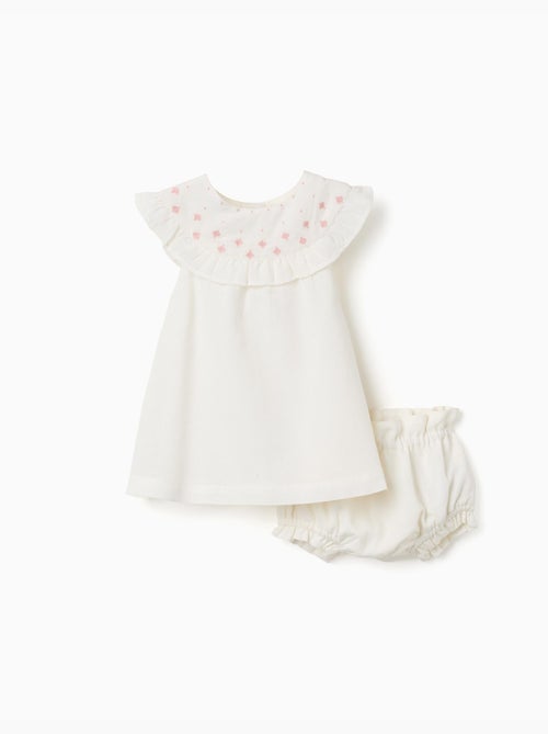 Abito in cotone e lino con ricamo - Kiabi