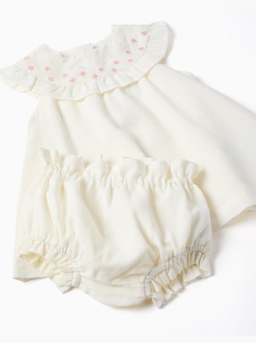 Abito in cotone e lino con ricamo - Kiabi