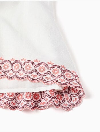 Abito in cotone e lino con ricamo inglese