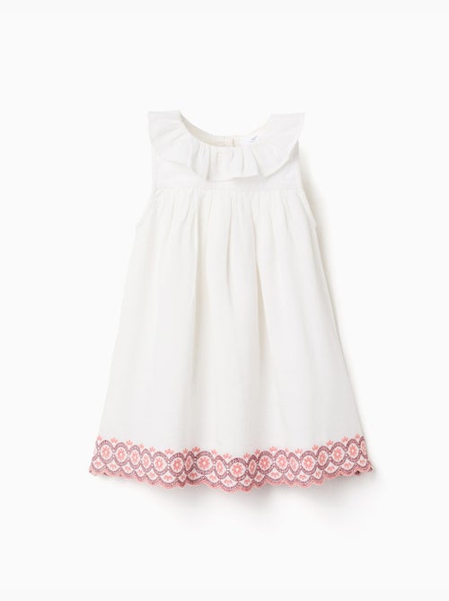 Abito in cotone e lino con ricamo inglese - Kiabi