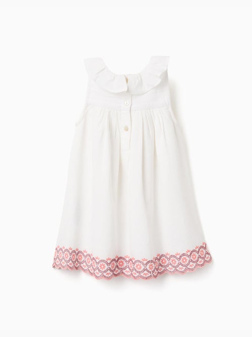 Abito in cotone e lino con ricamo inglese - Kiabi