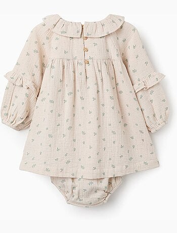Abito in cotone floreale + bloomers b&s