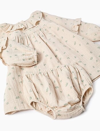 Abito in cotone floreale + bloomers b&s