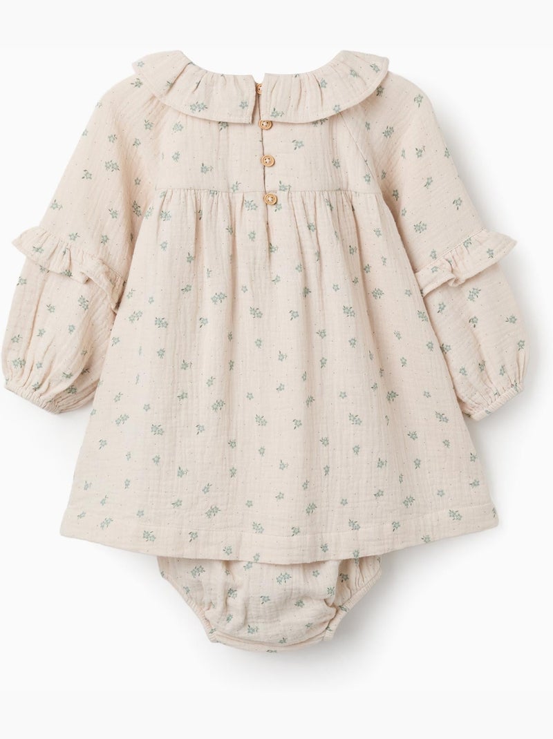 Abito in cotone floreale + bloomers b&s Beige - Kiabi