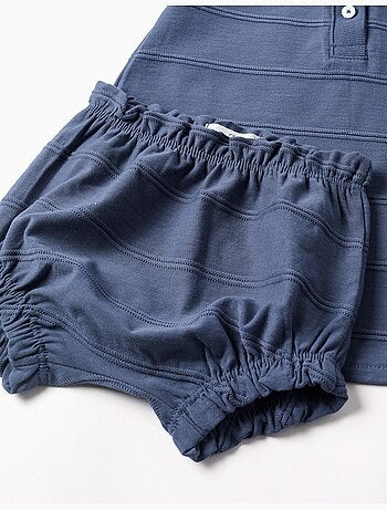 Abito in cotone + pantaloncini con linee in rilievo B&S