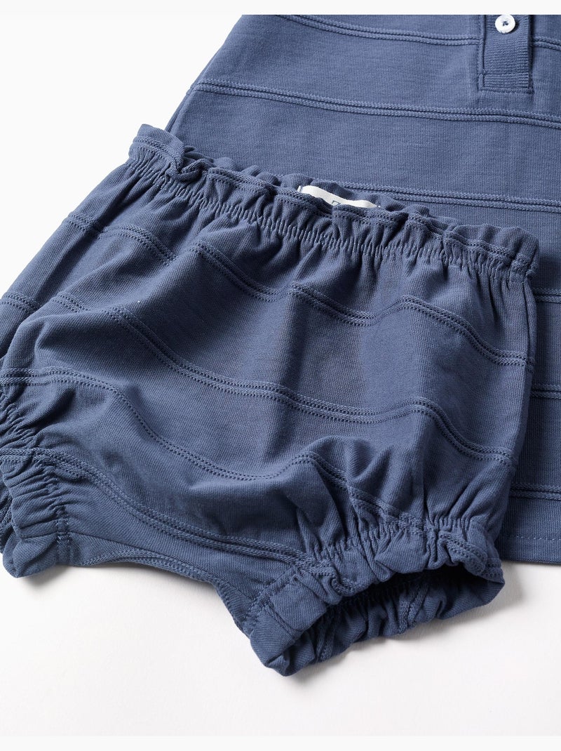 Abito in cotone + pantaloncini con linee in rilievo B&S Blu Blu - Kiabi