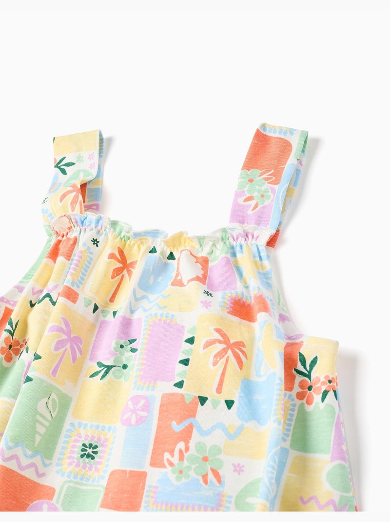 Abito in cotone senza maniche con stampa colorata Bianco - Kiabi