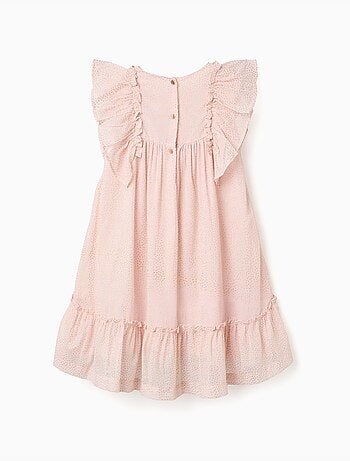 Abito in crêpe con volant e lurex