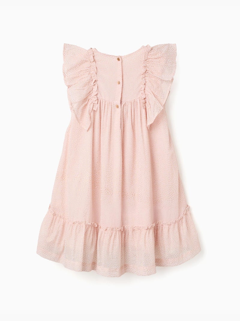 Abito in crêpe con volant e lurex Rosa chiaro - Kiabi