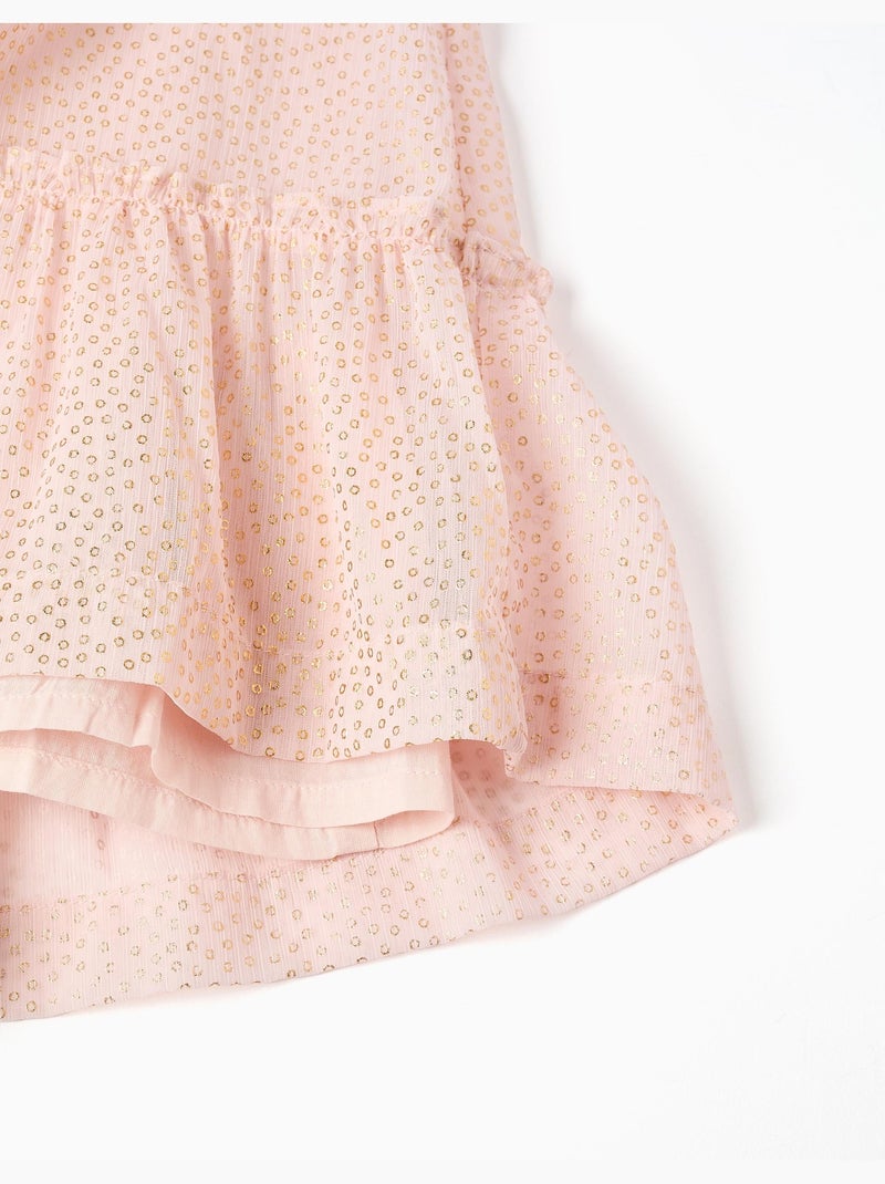 Abito in crêpe con volant e lurex Rosa chiaro - Kiabi