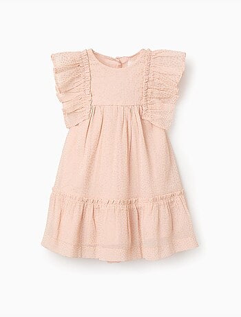 Abito in crepe con volant e lurex