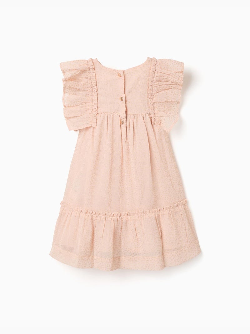 Abito in crepe con volant e lurex Rosa chiaro - Kiabi