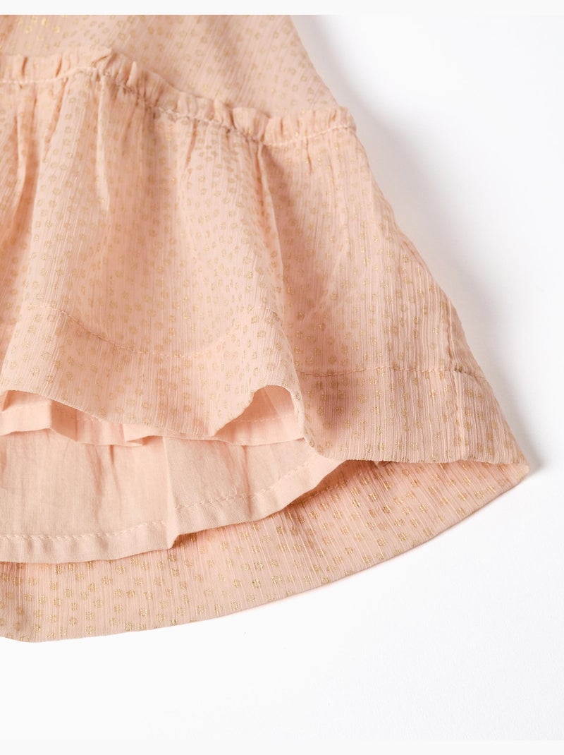 Abito in crepe con volant e lurex Rosa chiaro - Kiabi