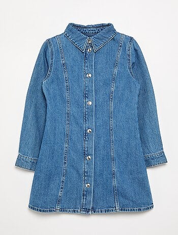 Abito in denim a maniche lunghe e collo a camicia