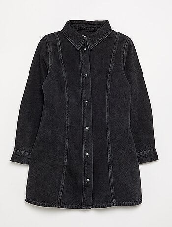 Abito in denim a maniche lunghe e collo a camicia