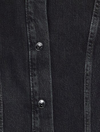 Abito in denim a maniche lunghe e collo a camicia
