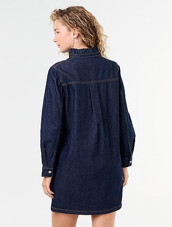 Abito in denim con collo a balze