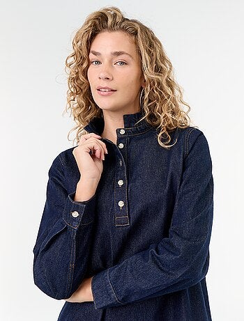 Abito in denim con collo a balze