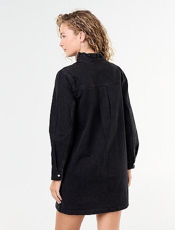 Abito in denim con collo a balze