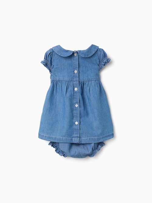 Abito in denim con ricamo e volant - Kiabi