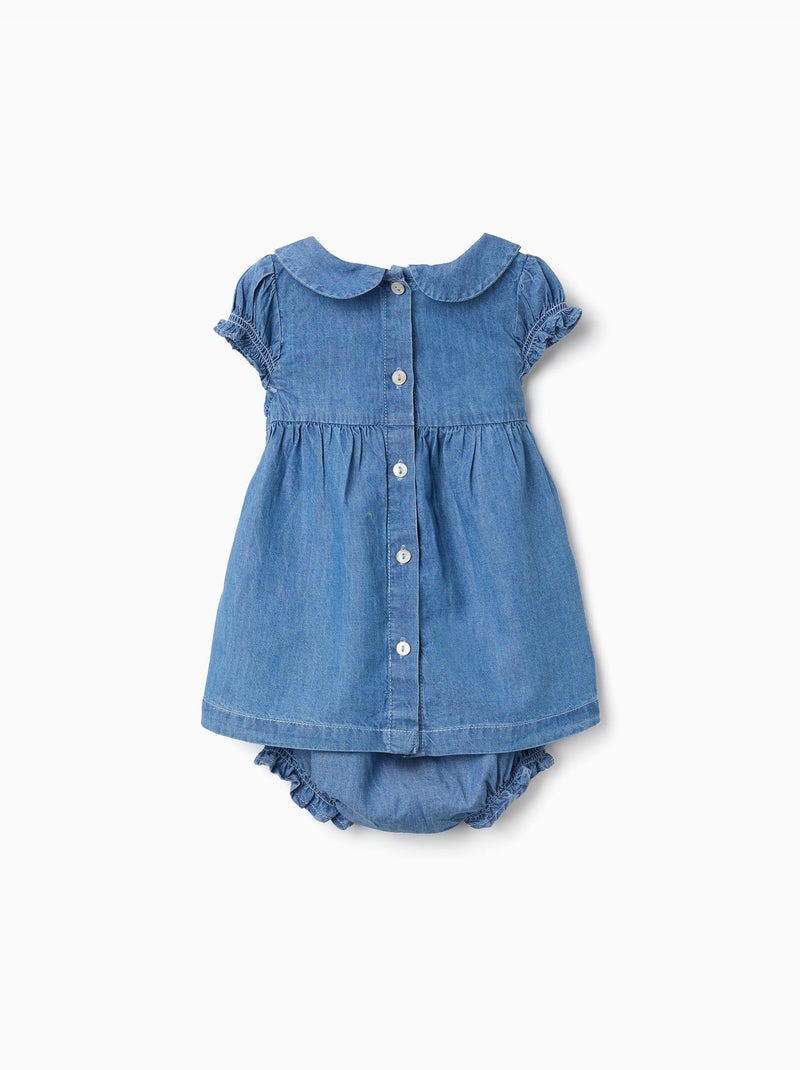 Abito in denim con ricamo e volant Blu Blu - Kiabi