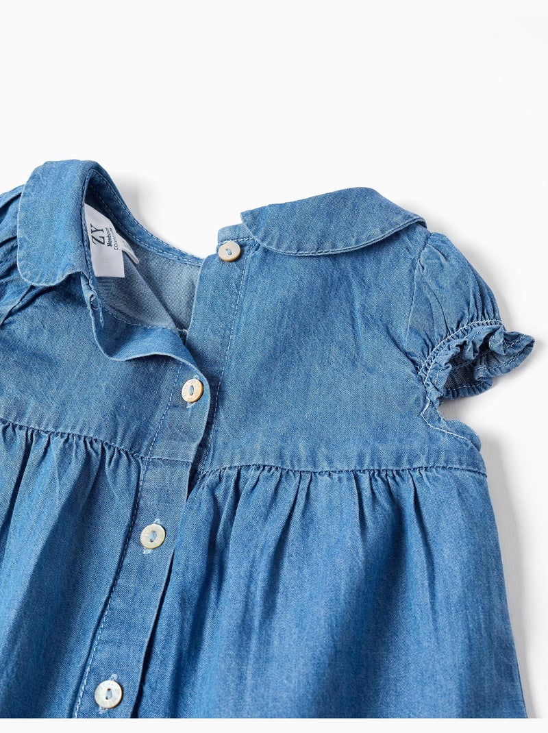 Abito in denim con ricamo e volant Blu Blu - Kiabi