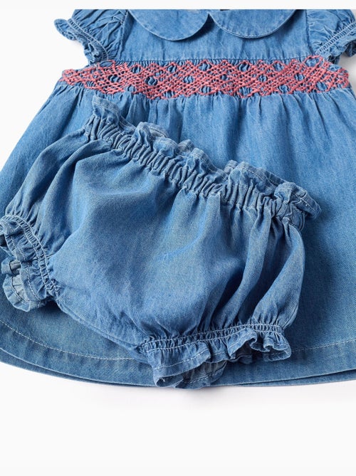 Abito in denim con ricamo e volant - Kiabi