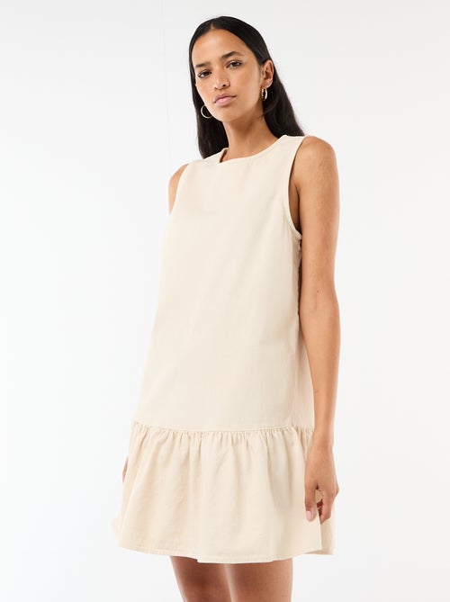 Abito in denim senza maniche con fondo a balza - Kiabi