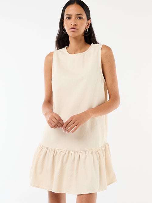 Abito in denim senza maniche con fondo a balza - Kiabi