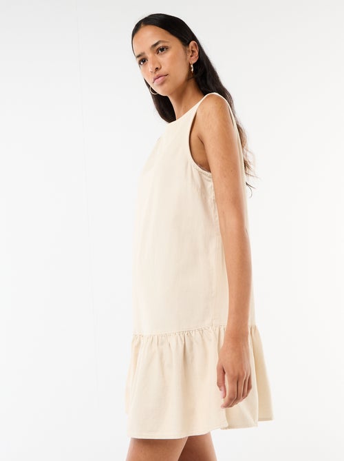 Abito in denim senza maniche con fondo a balza - Kiabi