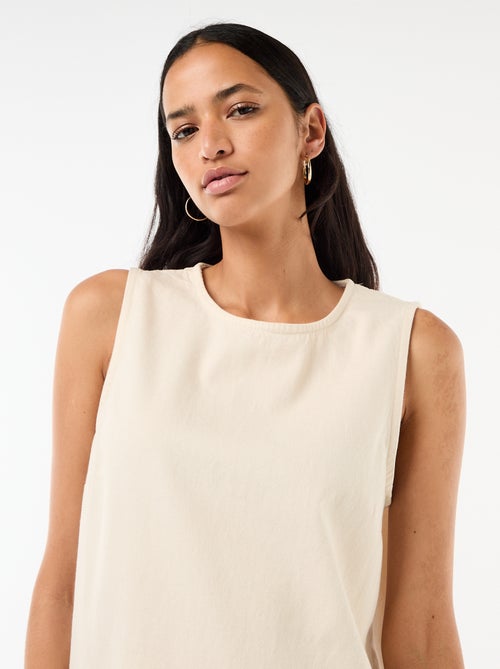 Abito in denim senza maniche con fondo a balza - Kiabi