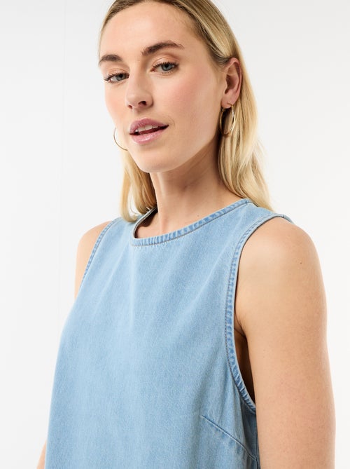 Abito in denim senza maniche con fondo a balza - Kiabi