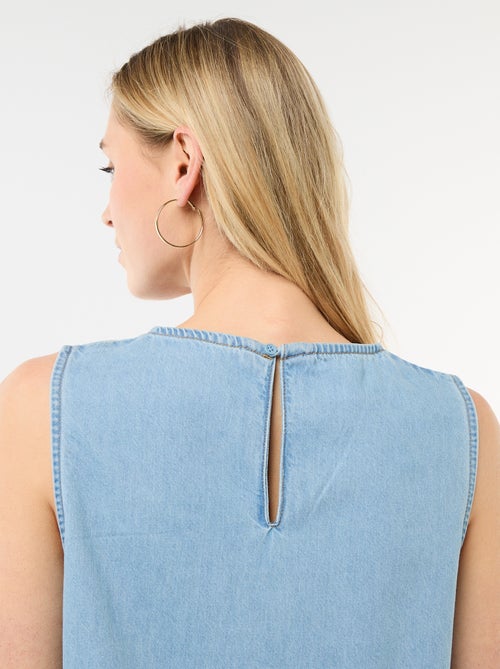 Abito in denim senza maniche con fondo a balza - Kiabi