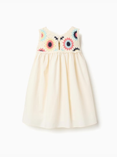 Abito in doppio tessuto con fiori all'uncinetto - Kiabi