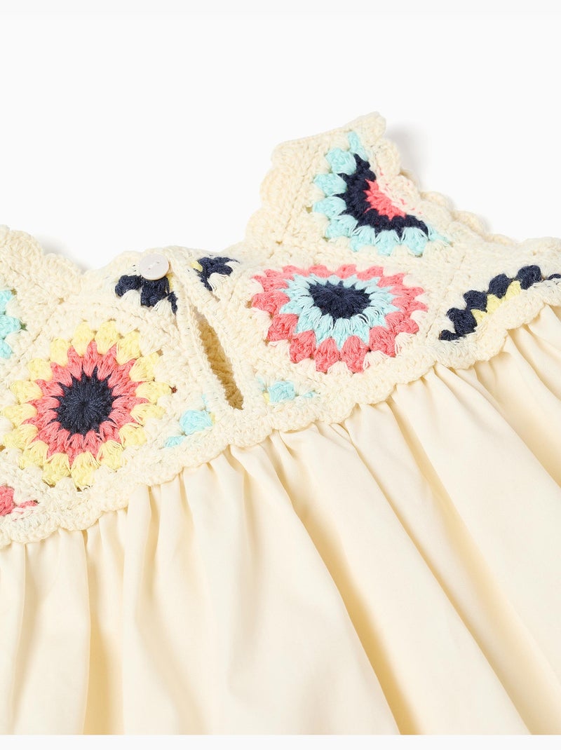 Abito in doppio tessuto con fiori all'uncinetto Bianco - Kiabi