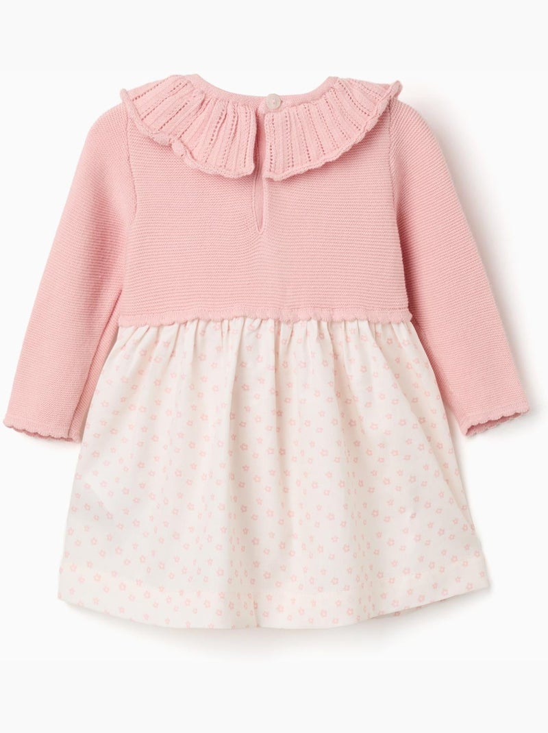 Abito in doppio tessuto con motivo floreale Rosa chiaro - Kiabi