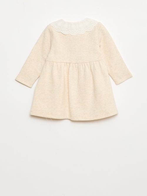 Abito in felpa con colletto in voile di cotone ricamato - Kiabi