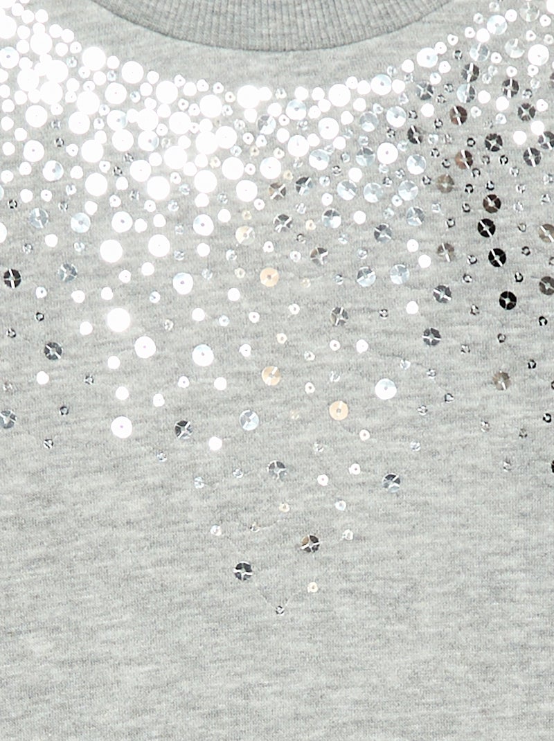 Abito in felpa con decorazione di paillettes Grigio - Kiabi