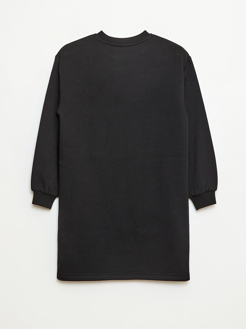 Abito in felpa con decorazione di paillettes Nero - Kiabi