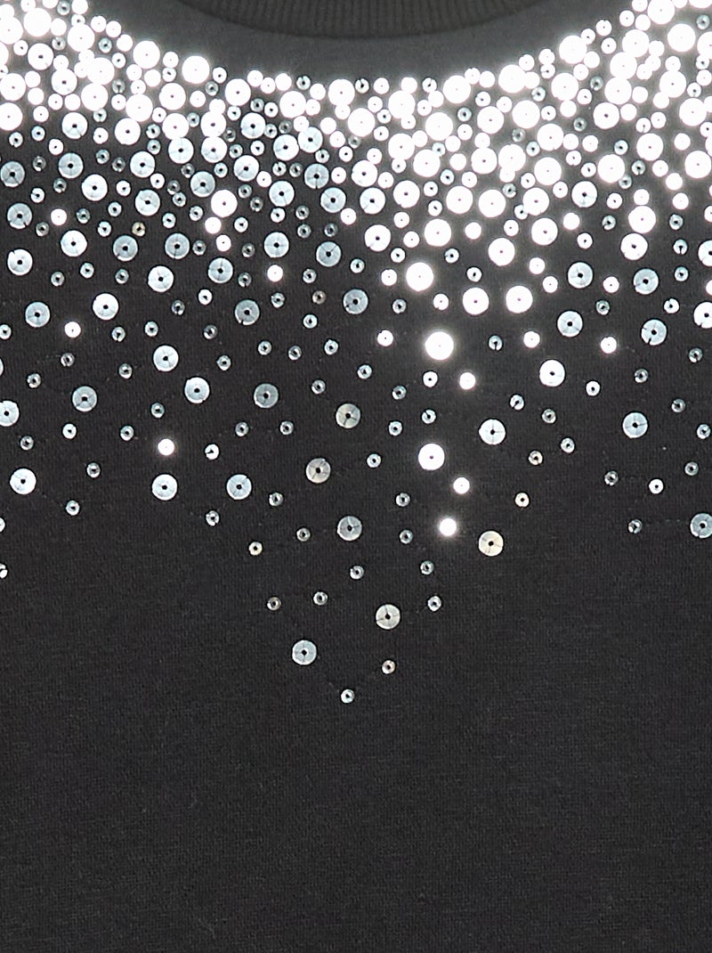 Abito in felpa con decorazione di paillettes Nero - Kiabi