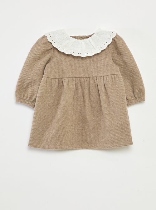 Abito in interlock con ampio colletto in garza di cotone - Kiabi