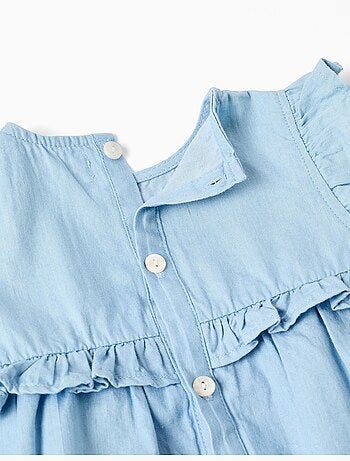 Abito in jeans di cotone con volant