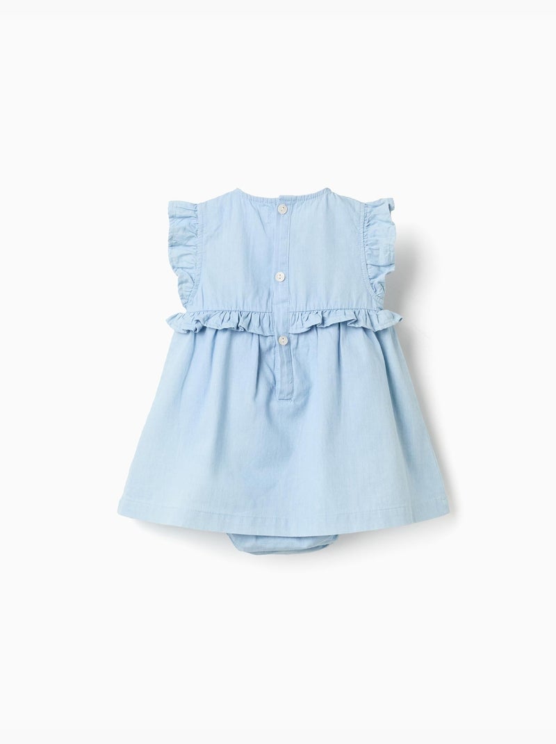 Abito in jeans di cotone con volant Blu chiaro - Kiabi
