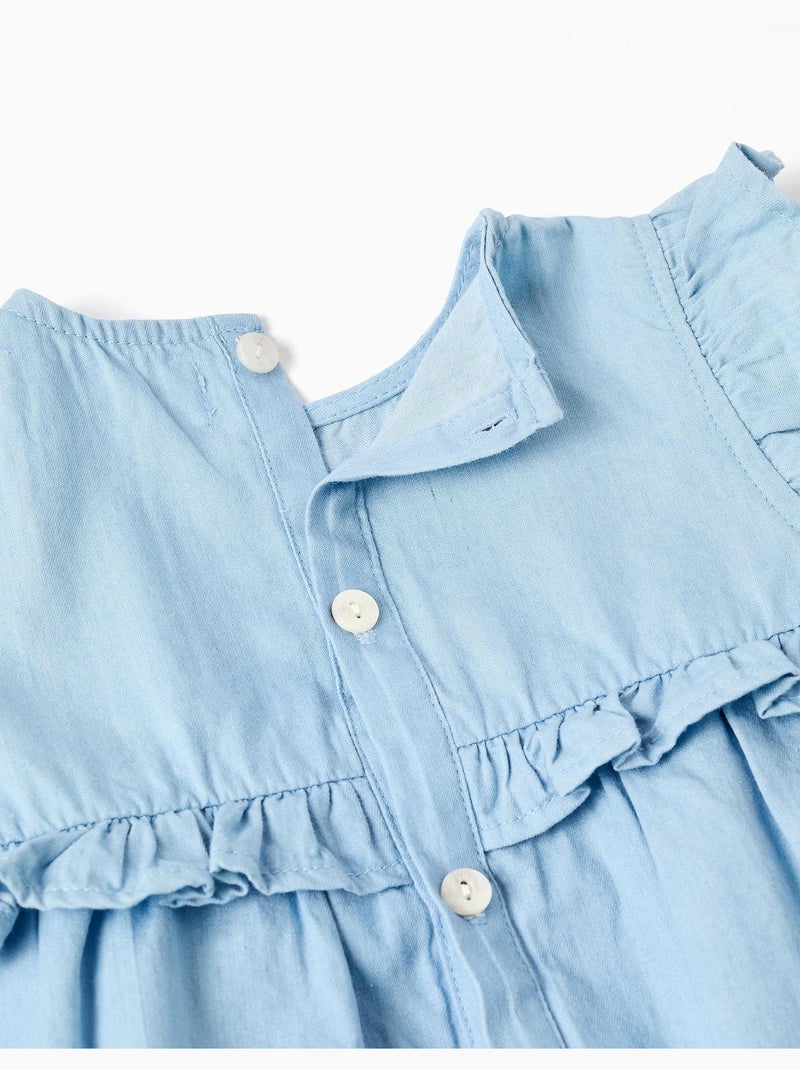 Abito in jeans di cotone con volant Blu chiaro - Kiabi
